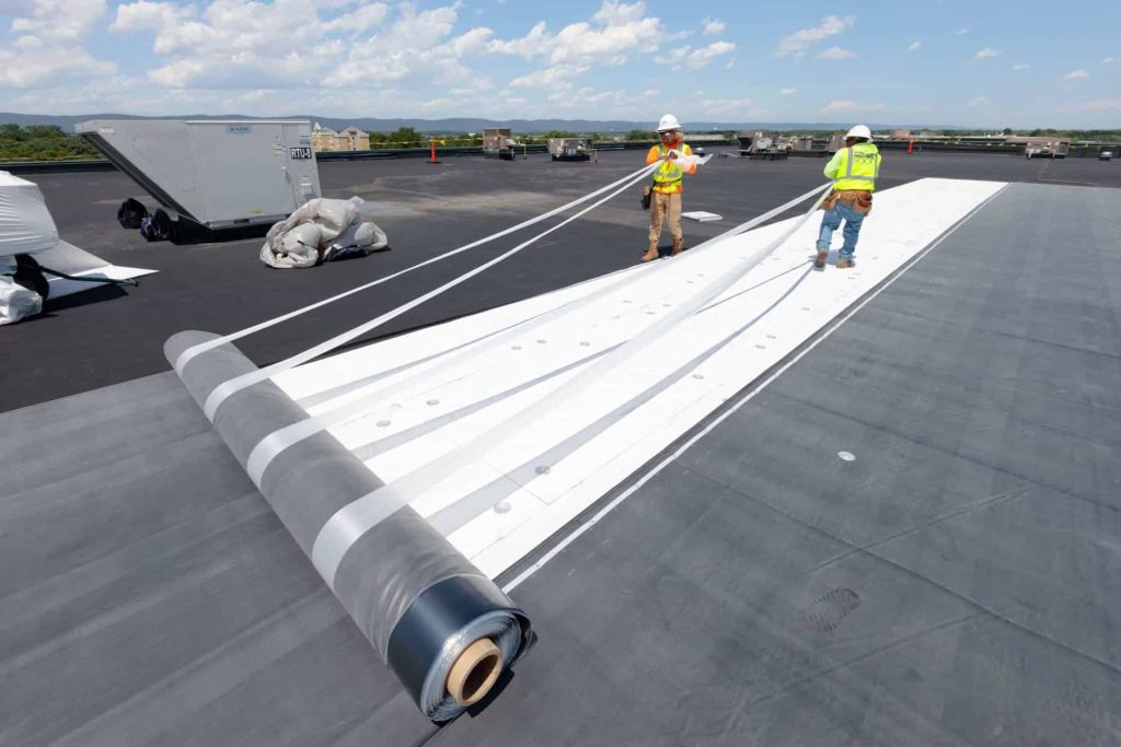 Roof single ply membrane roof